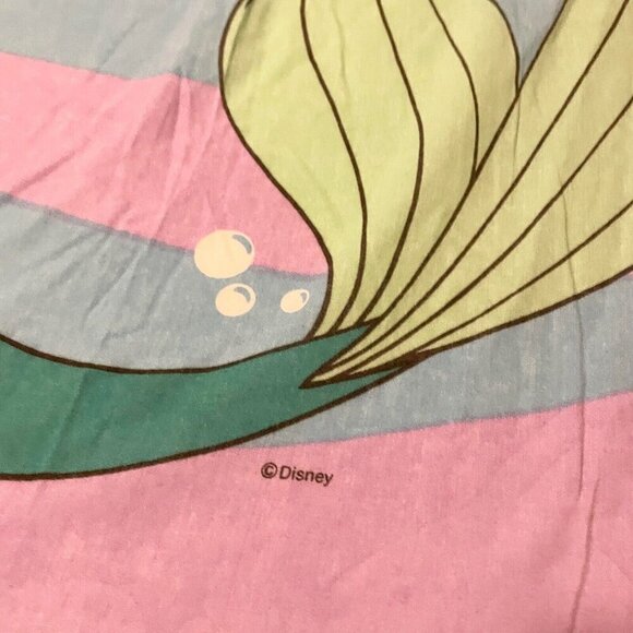 Vtg Disney The Little Mermaid Double Full Flat Sheet Ariel Flounder Sebastian - Picture 3 of 15
